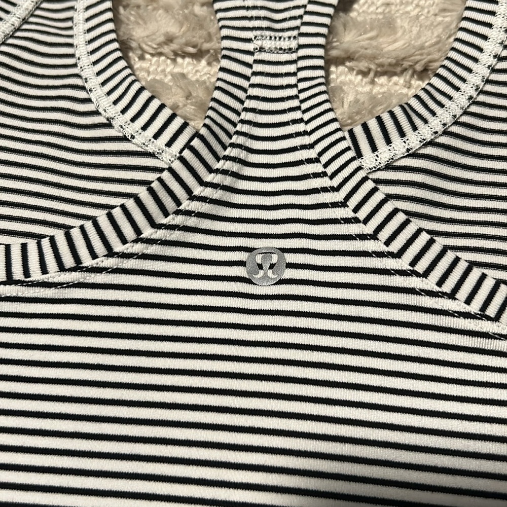 Lululemon Black & White Striped CRB Racerback Tank - Picture 3 of 3